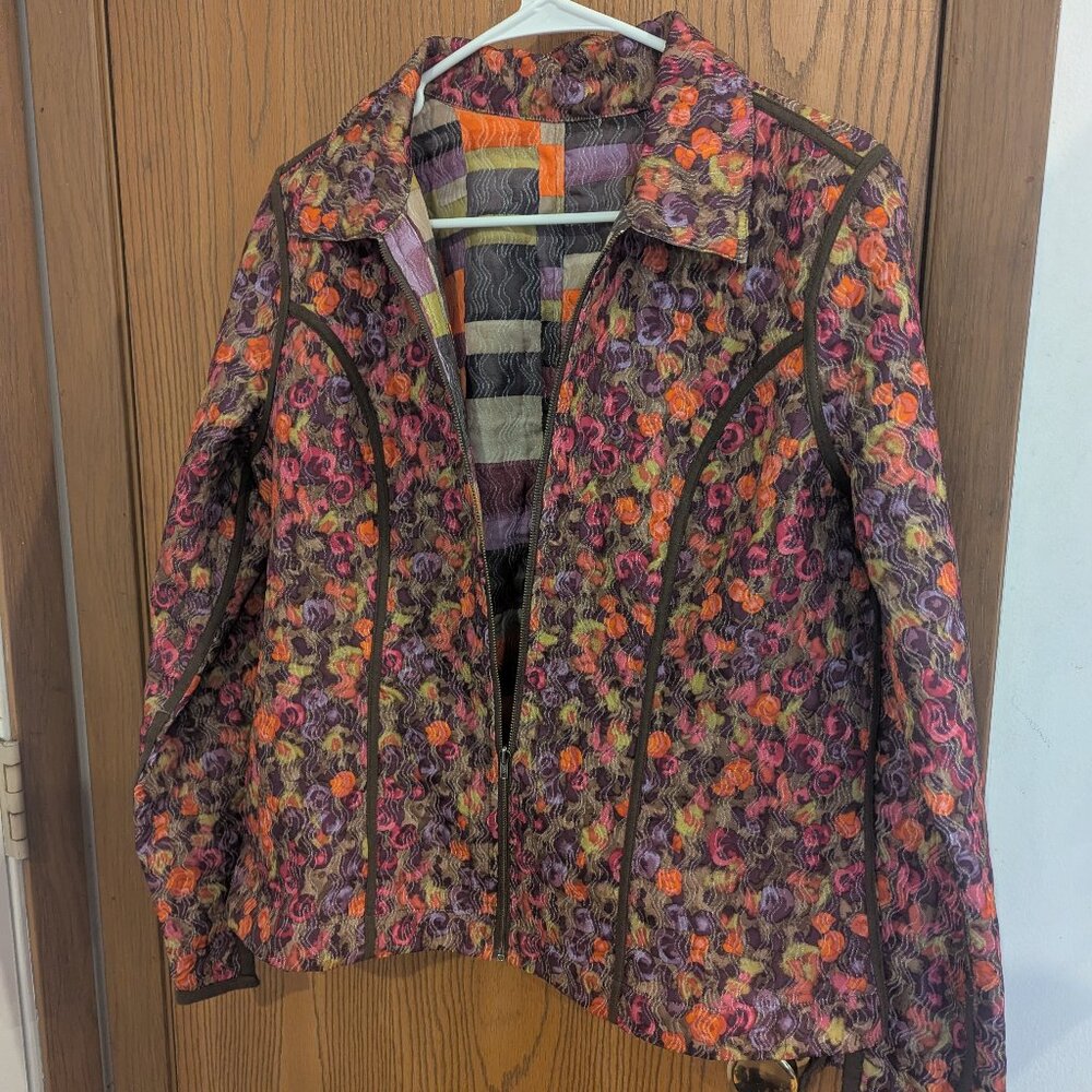 Christopher and Banks Reversible Zip "Quilted" Textured Jacket-Medium